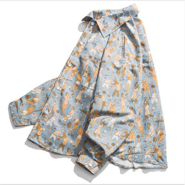 

мужские дизайнерские рубашки портрет печати с длинным рукавом отложной воротник подросток повседневная рубашка осень contast цвет одежды, White;black