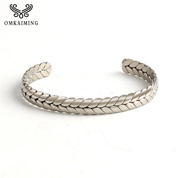 

stainless steel leaf shape bracelet for men and women, daily wear bracelet, factory outlet 8mm wide, Black