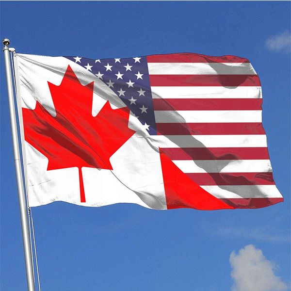 Transporte rápido Canadá EUA bandeira da amizade, impressão personalizada 3x5ft 150x90cm pendurado nacional, frete grátis, para exterior interior