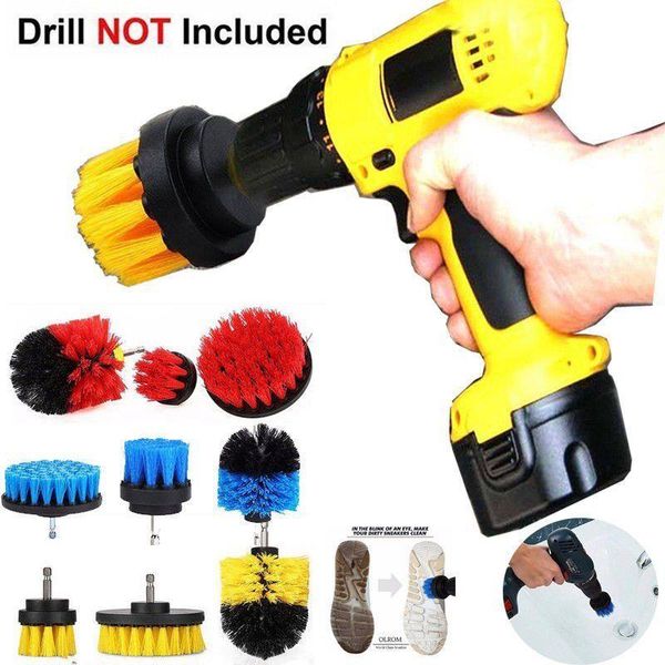 

3 pcs drill scrubber brushes kit for tile grout car boat rv tub cleaner scrubber cleaning tool drill brush accessories