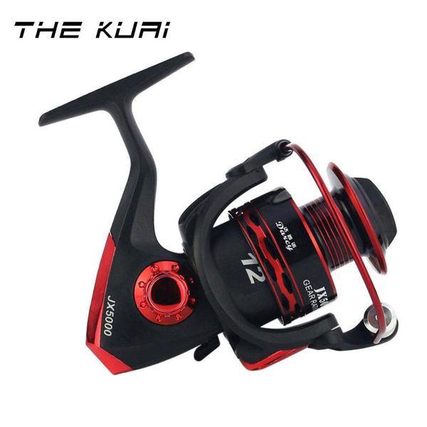 

thekuai spinning fishing reels with left/right interchangeable collapsible wood handle powerful metal body 5.5:1 wire cup metal