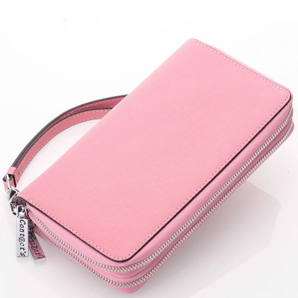

plus exclusive women's wallet cross-print leather double zipper hand-holding zero wallet multi-function key bag, Red;black