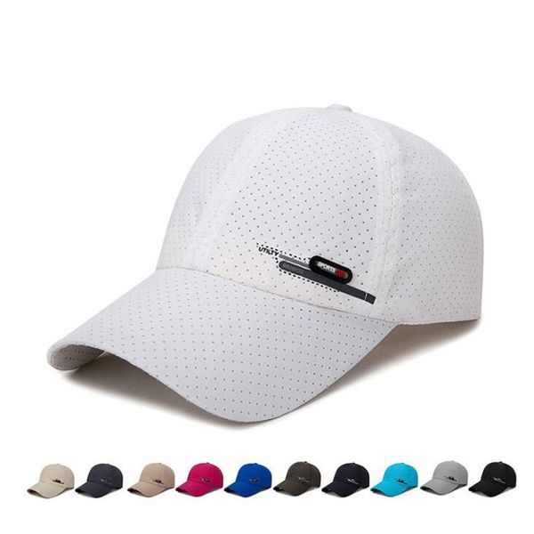 

summer new breathable perforation quick-drying men's caps fishing sunscreen baseball cap outdoor riding sports snapback caps, Blue;gray