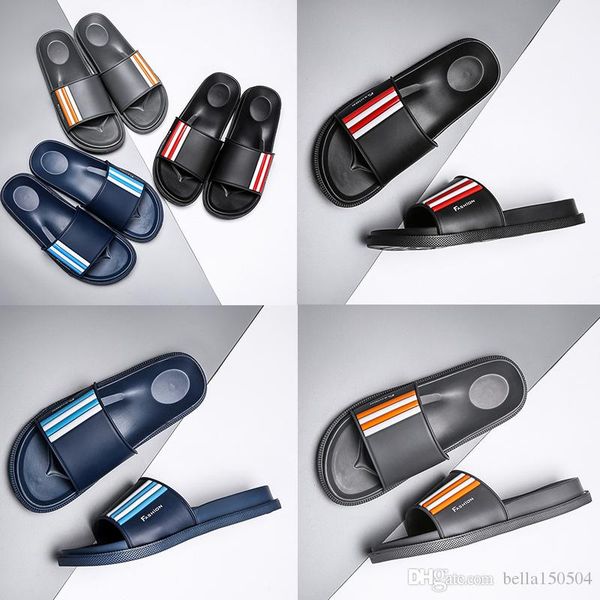 

new designer luxury slipper gear bottoms mens striped sandals causal non-slip summer huaraches slippers outdoor beach flip flops, Black