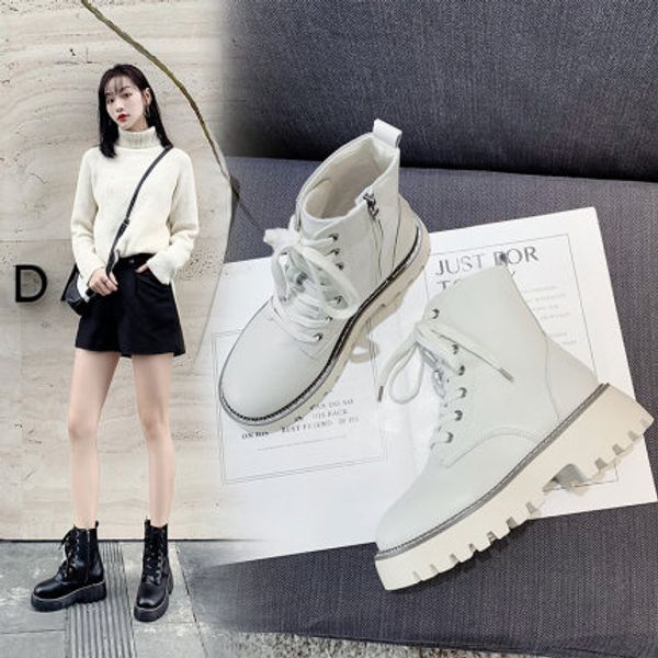 

boots female 2020 new british style motorcycle locomotive boots autumn tide ins students korean version of the wild, Black