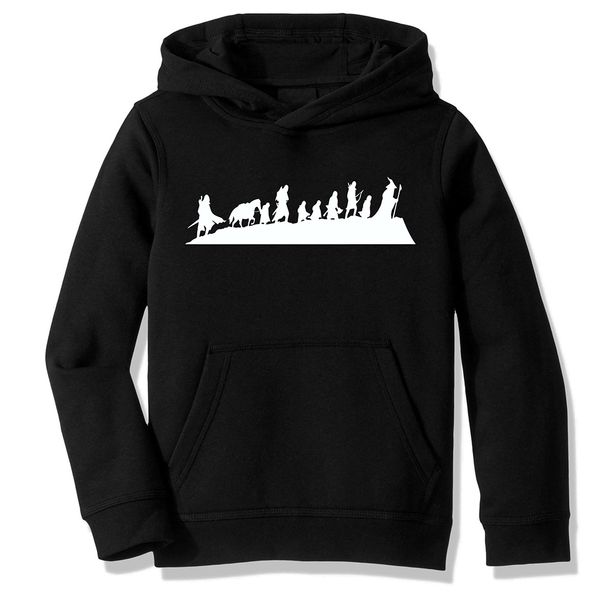 

fleece hooded sweatshirt hoodies lord of the rings the fellowship of ring casual clothing, Black