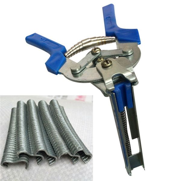 

1pc hog ring plier tool and 600pcs m clips chicken mesh cage wire fencing crimping solder joint welding repair hand tools