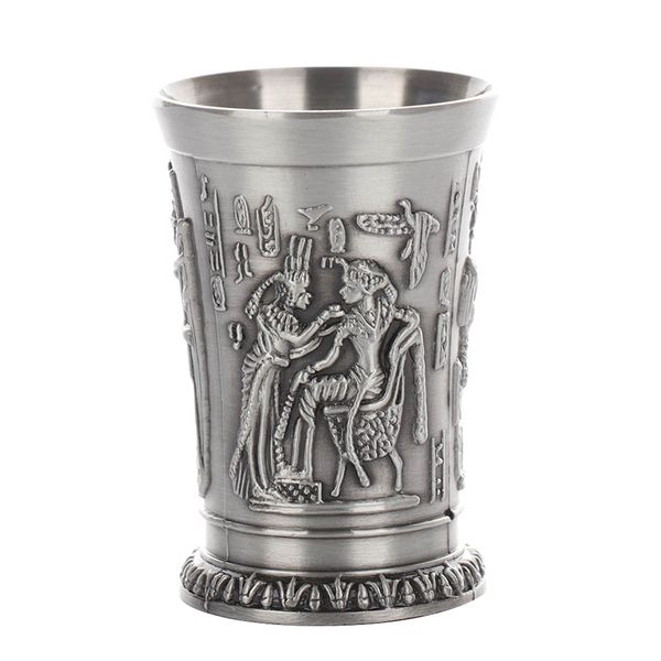 

1pcs egypt myth retro copper cup bronze 3d relief wine liquor spirits sglass cleopatra rameses ra santique glasses