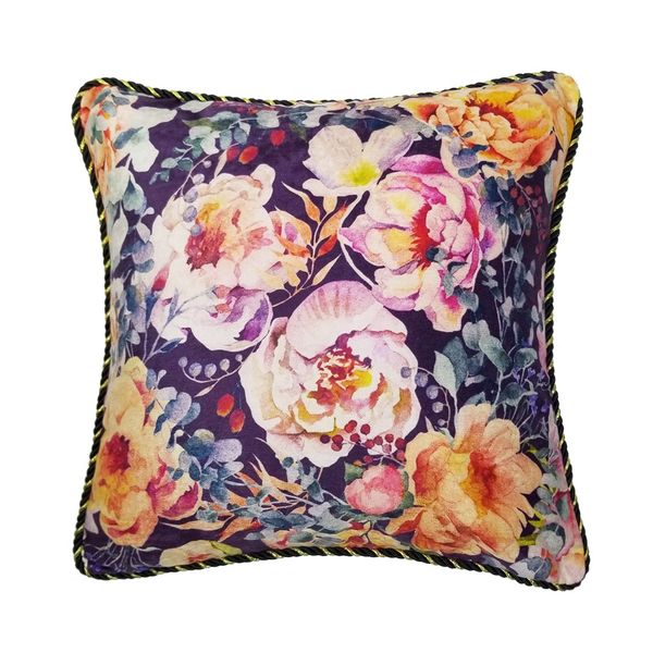 

soft print floral chenille woven fashion flower vintage cushion case sofa chair home store decorative pillow cover 45x45 cm