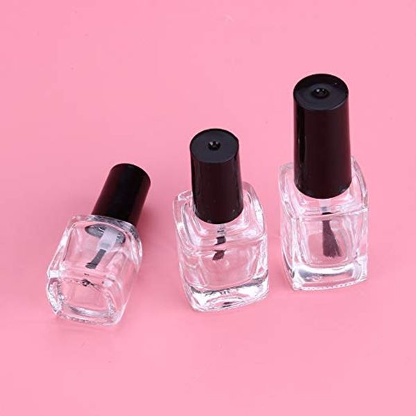 Bottiglie di vetro vuote polacchi 5ml 10ml 15ml bottiglie Nail Polish vuoti con pennelli e cappucci neri a forma di quadrato