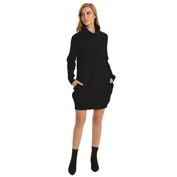 

casual plus size feminino high collar loose pocket sweater tricot femme fashion clothes for female pullover roupas femininas, White;black