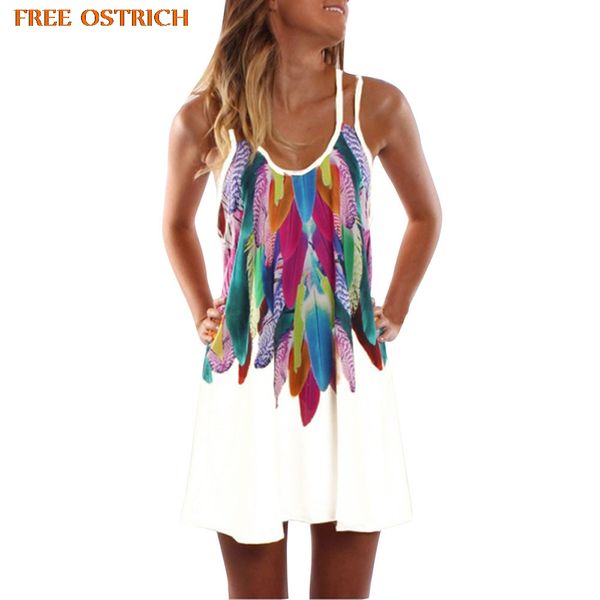 

ostrich fashion women summer bohemian casual printed party beach mini dress sundress women dresses summer 2019 new arrivals, Black;gray