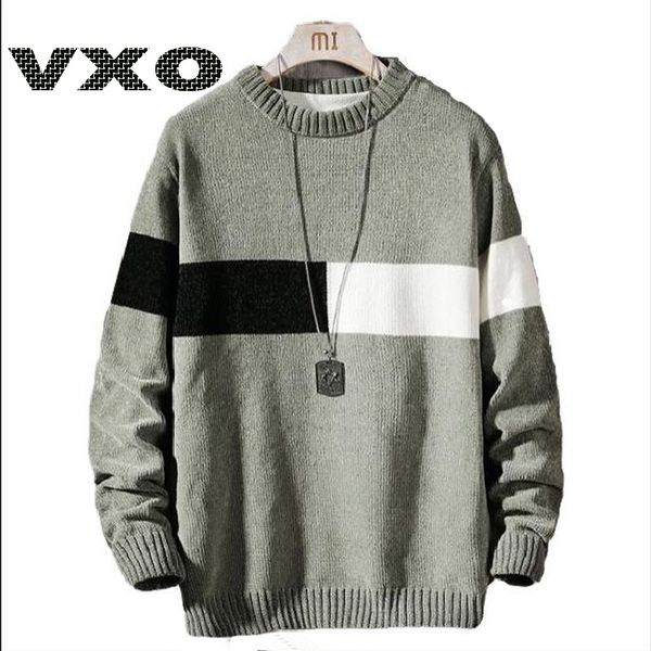 

2020 men sweaters thick knit pullover winter sweater male sweater student round neck loose autumn winter pullover, White;black