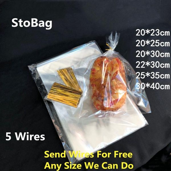 

stobag 100pcs clear flat open opp plastic bags transparent bread cookie bean candy soap packaging cupcake diy gift bag