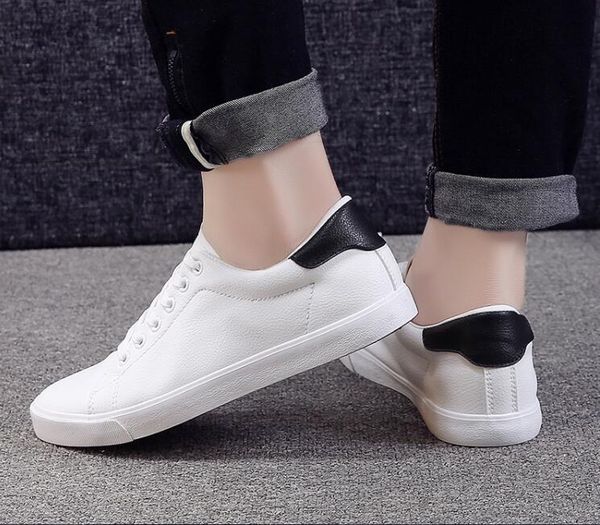 

2020 spring shoes men sneakers casual soft leather men shoes brand fashion male white, Black