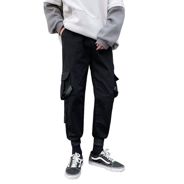 

hip-hop men's black harem pants streetwear multi-pocket men's sports pants casual street high-quality hip-hop s-3xl