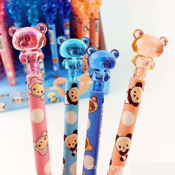 

4pcs/lot cute crystal rilakkuma mechanical pencil automatic pencils 0.5/0.7mm for student drawing writing office school supplies, Blue;orange