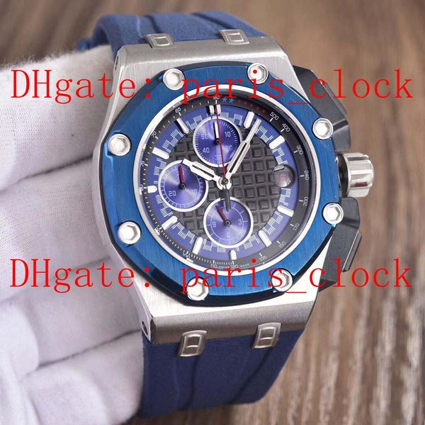 

deluxe male 2813 core timing quartz rubber watchband. 48mm316 refined steel + mineral toughened glass men's watch, Slivery;brown