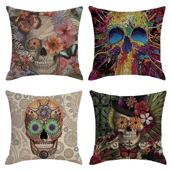 

halloween cushion cover unique skeleton head pattern sofa cushion cover festive party supplies