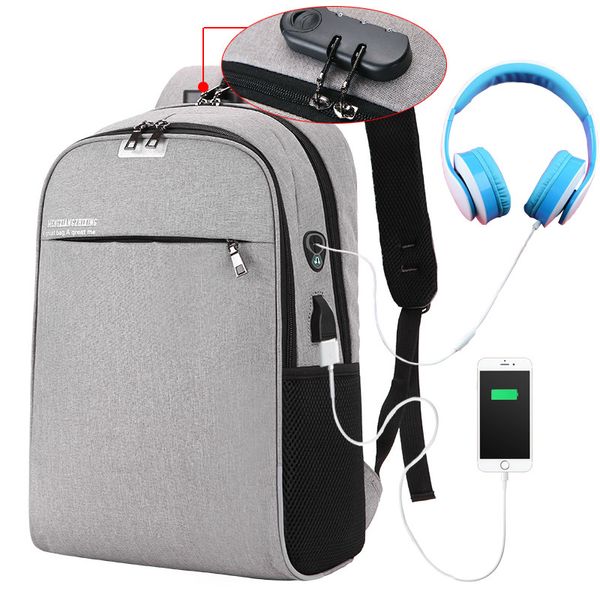 

wangke usb charging lapbackpack 15.6 inch anti theft women men school bags for teenage girls college travel backpack nylon