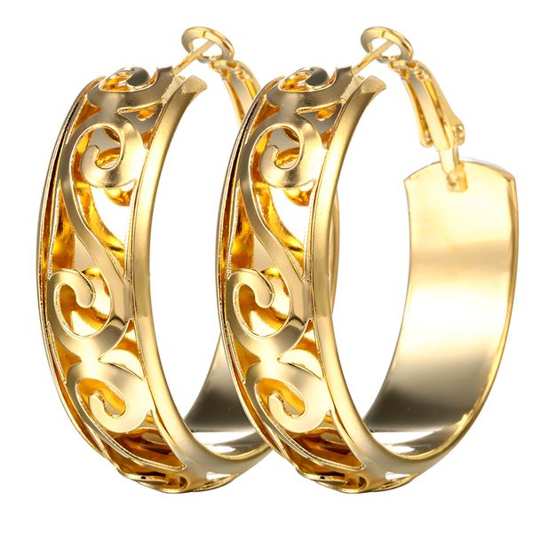 

trendy gold color hoop earrings classic round circle earring fashion jewelry for women wedding anniversary gift, Golden;silver