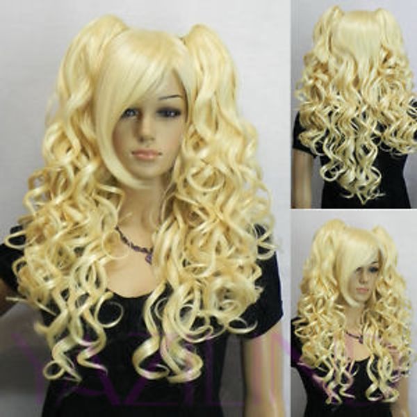 Wavy Curly No Lace Front Black Bride Plait Lolita Pale Blonde