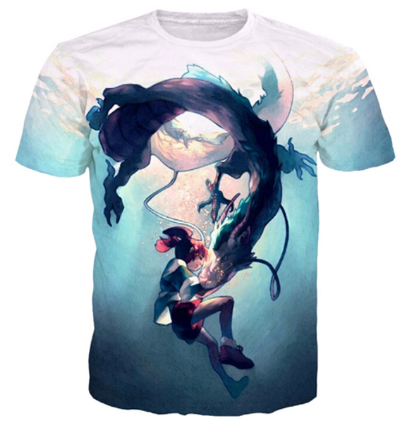 

2019 новые моды стиль классический аниме унесенные tshirts мультипликационный персонаж огино тихиро 3d печать мужчины женщины summer casual, White;black