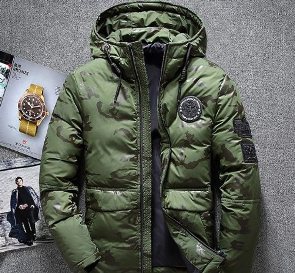 

2019new winter warm white duck downs jacket men outwear thick snow parkas hooded coat male casual thermal windproof downs jacket men, Black