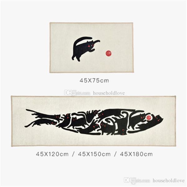 

fun creative mat black cat long strip non-slip oil absorption and quick-drying household washable mat designer carpet door mats decoration
