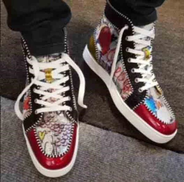 

new men sneakers for red bottom shoes france men flat rantus orlato men's flats graffiti print walking trainers wedding party, Black