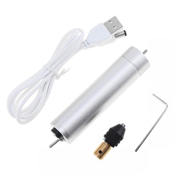 

thgs mini dc 5v-6v 180 motor electric hand drill usb rotary tool set with 0.4-3.4 three-jaw chuck and hex wrenchfor wood jade