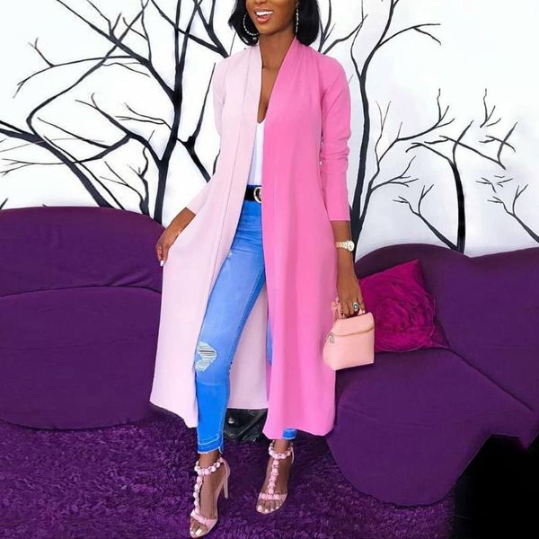 

long knitted windbreaker women open stitch double color loose long sleeved cardigan streetwear ladies pink black d30, Tan;black