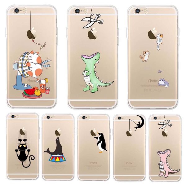 

cute animal soft tpu phone protection case for iphone 5 se 6 7 8 xr 11 pro max shockproof anti-knock