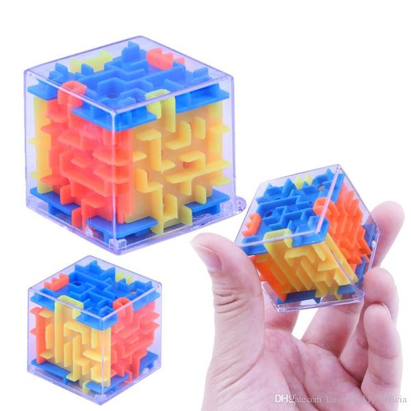 

4cm 3d cube puzzle rotating maze ball toy hand game case box fun brain game balance early learning toys for children
