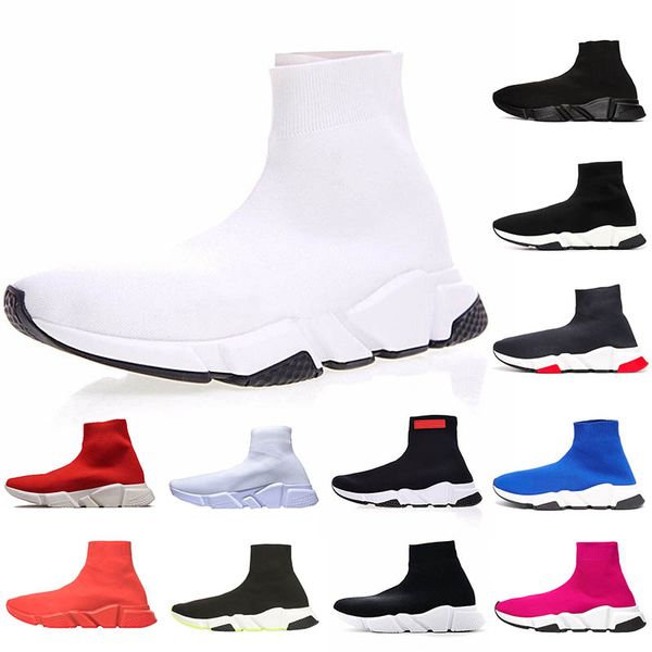 

wholesale speed trainer sock shoes triple white black red pink blue grey designer trainer flat sock boots casual shoes sports sneakers