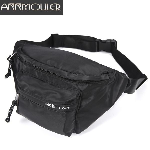

annmouler women fashion waist bag polyester double pockets waist pack large capacity chest bag sports fanny pack utility belt