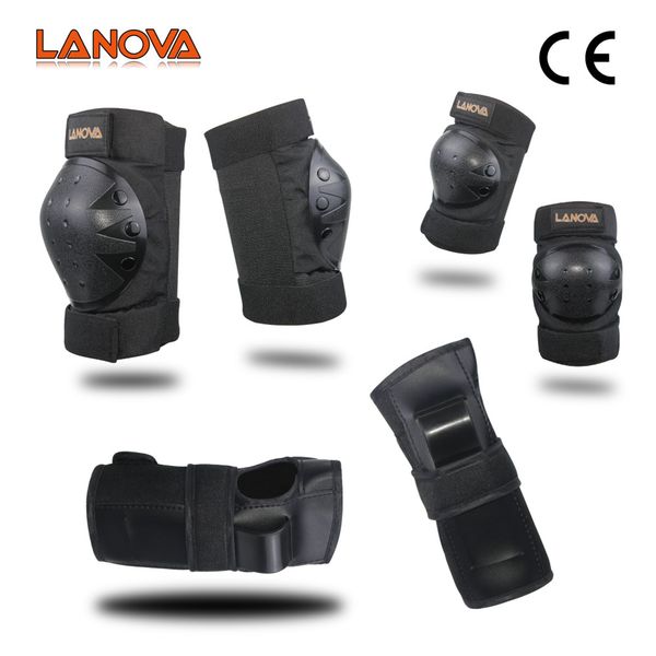 

lanova 6 pcs / set skateboard knee pad & elbow pad & wrist bicycle bike skate protective gear, Black;gray