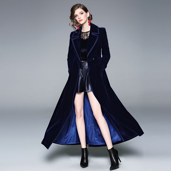 

women oat long derss slim catwalk new high-end gold velvet luxurious lady windbreaker banquet dress, Tan;black