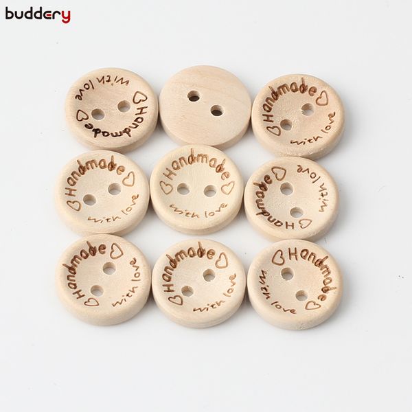 

100pc wooden buttons handmade love letter wood button craft diy baby apparel accessories, Blike;white