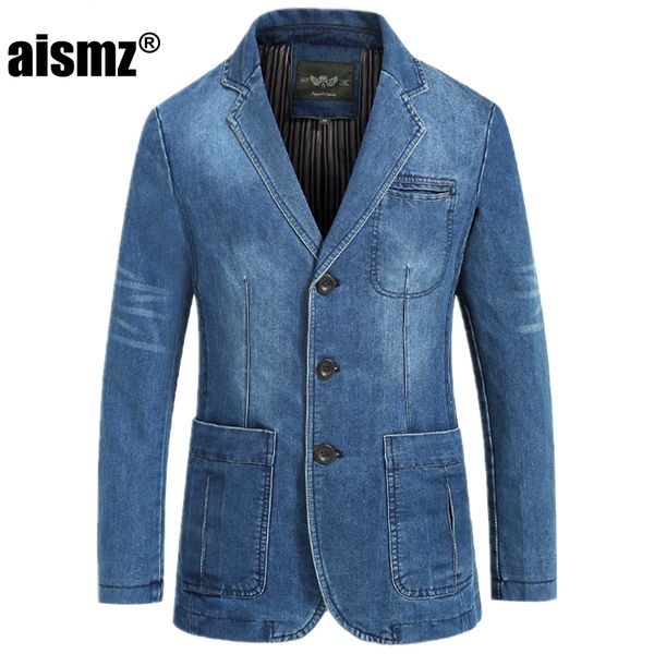

aismz men fashion demin blazer new arrival full sleeve straight single breasted spring suits plus size m-4xl blazer masculino, White;black