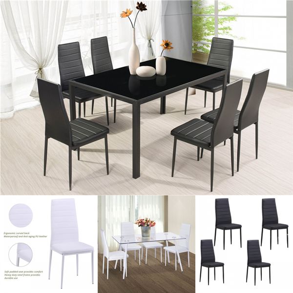 Of 4 Dining Chair Kitchen Chairs Cushion High Back Support Pu Leather Dining Bedroom Living Room Side Chairs From Greatfurnishing 106 79