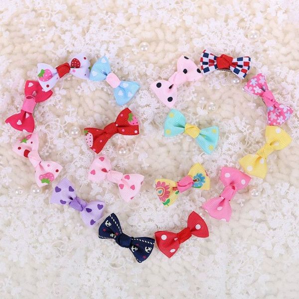 

handmade cute ribbon зоосалон аксессуары ручной работы small dog cat волос луки с elastic rubber band цвета смешивания освобождает перевозку