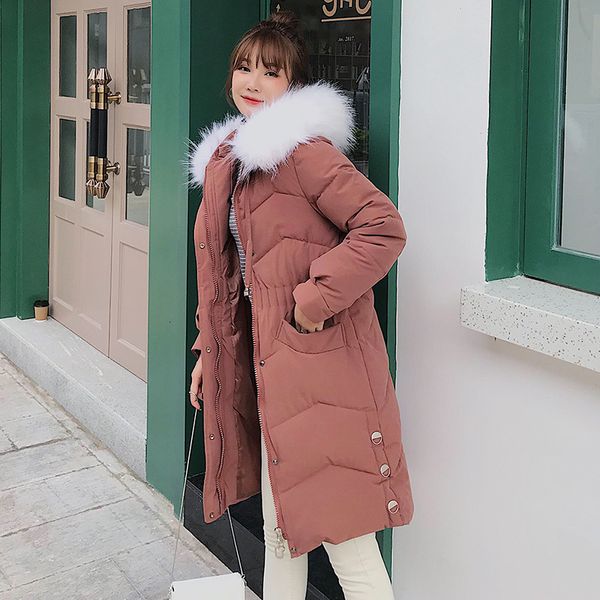 

buy down cotton waved coat in long bread clothes heavy hair brought winter coat, Black