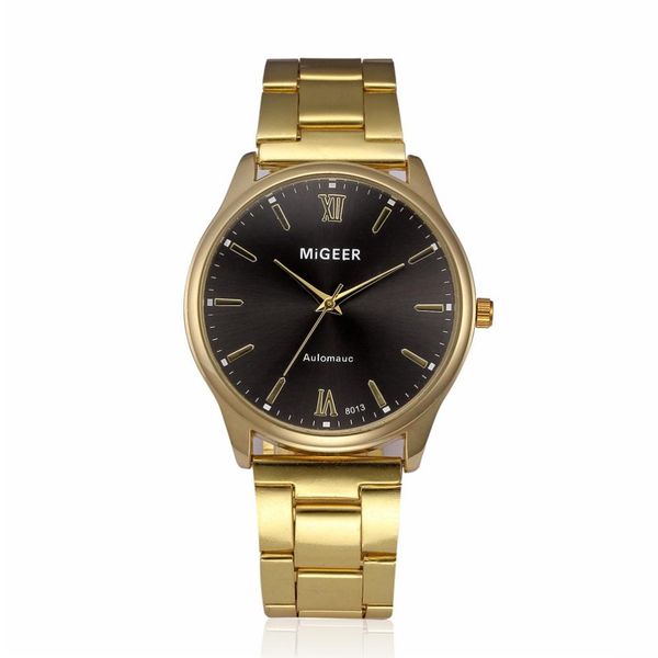 

mens crystal stainless steel analog quartz wristwatch luxury business men's watches bracelet relogio masculino men watch 2018, Slivery;brown