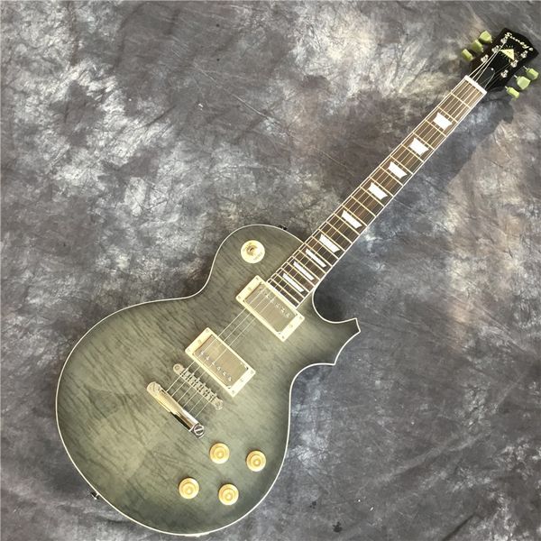 

high-quality lp specification 6-string electric guitar, sturdy mahogany body, large floral decoration, silver accessories, ing
