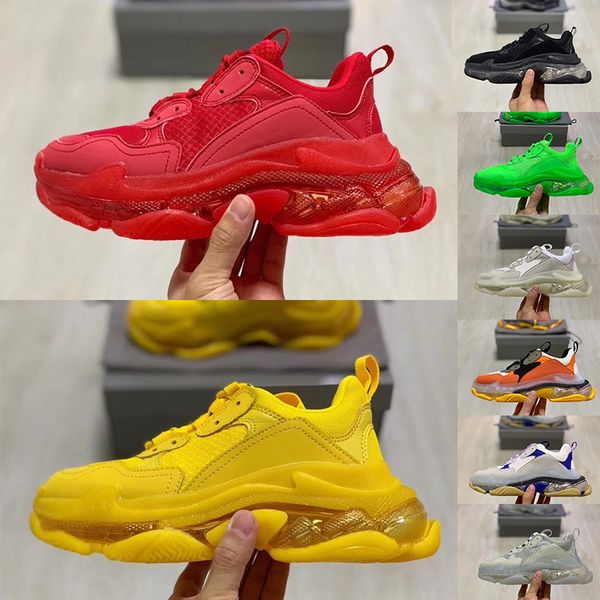 

triple s crystal clear sole burgundy platinum tint black green fashion luxury designer men sneakers vintage old dad casual shoes