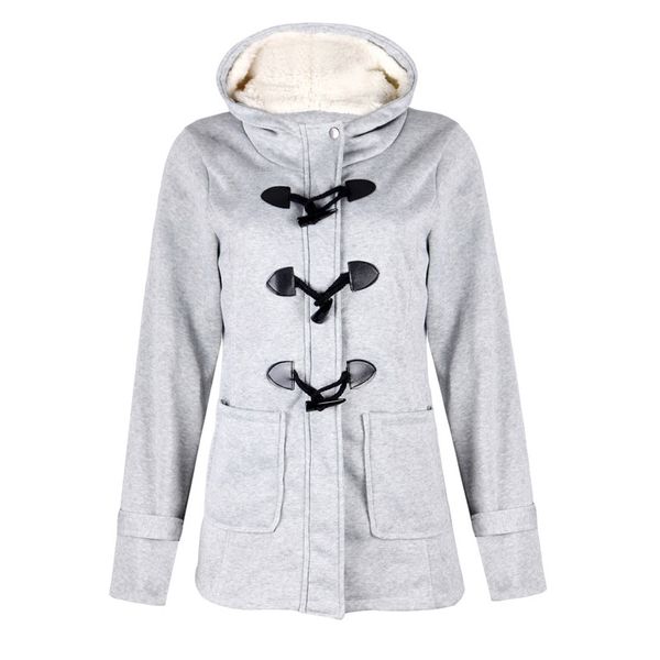 

newly women winter hoodie zipper hooded long sleeves pockets cardigan button long coat do99, Black;brown