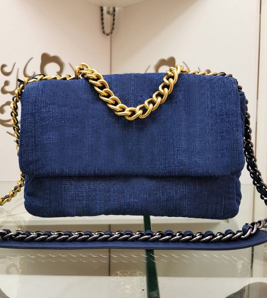 

new fashion designer ladies bags gold chain messenger bag small shoulder bags denim diamond washed retro craft shoulder bags