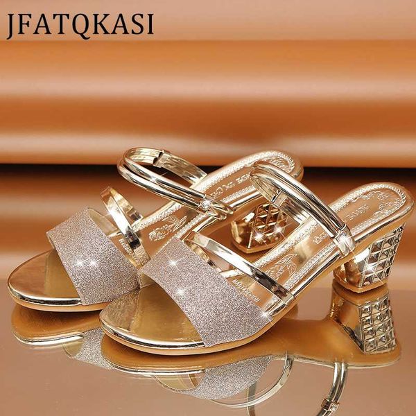 

women sandals summer thick high heels ankle strap woman party shoes fashion female sandals two kinds wears 2020 new, Black