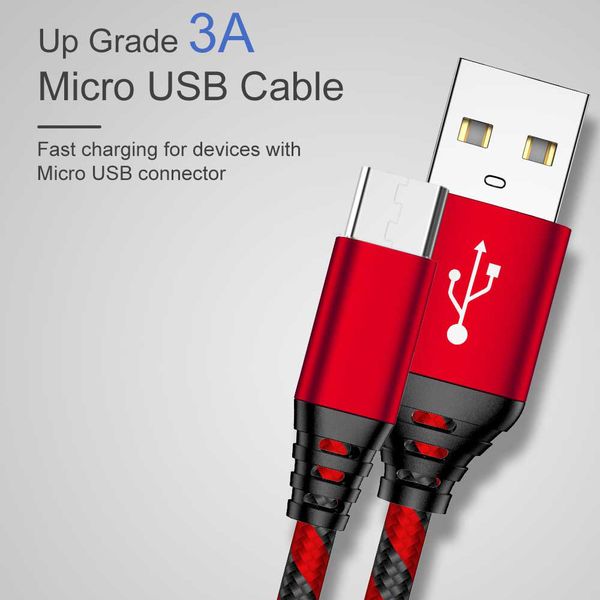 

de nylon trenzado de cable micro usb para samsung huawei xiaomi tablet android de datos del telÃ©fono mÃ³vil cable microusb 0,25 m 1m